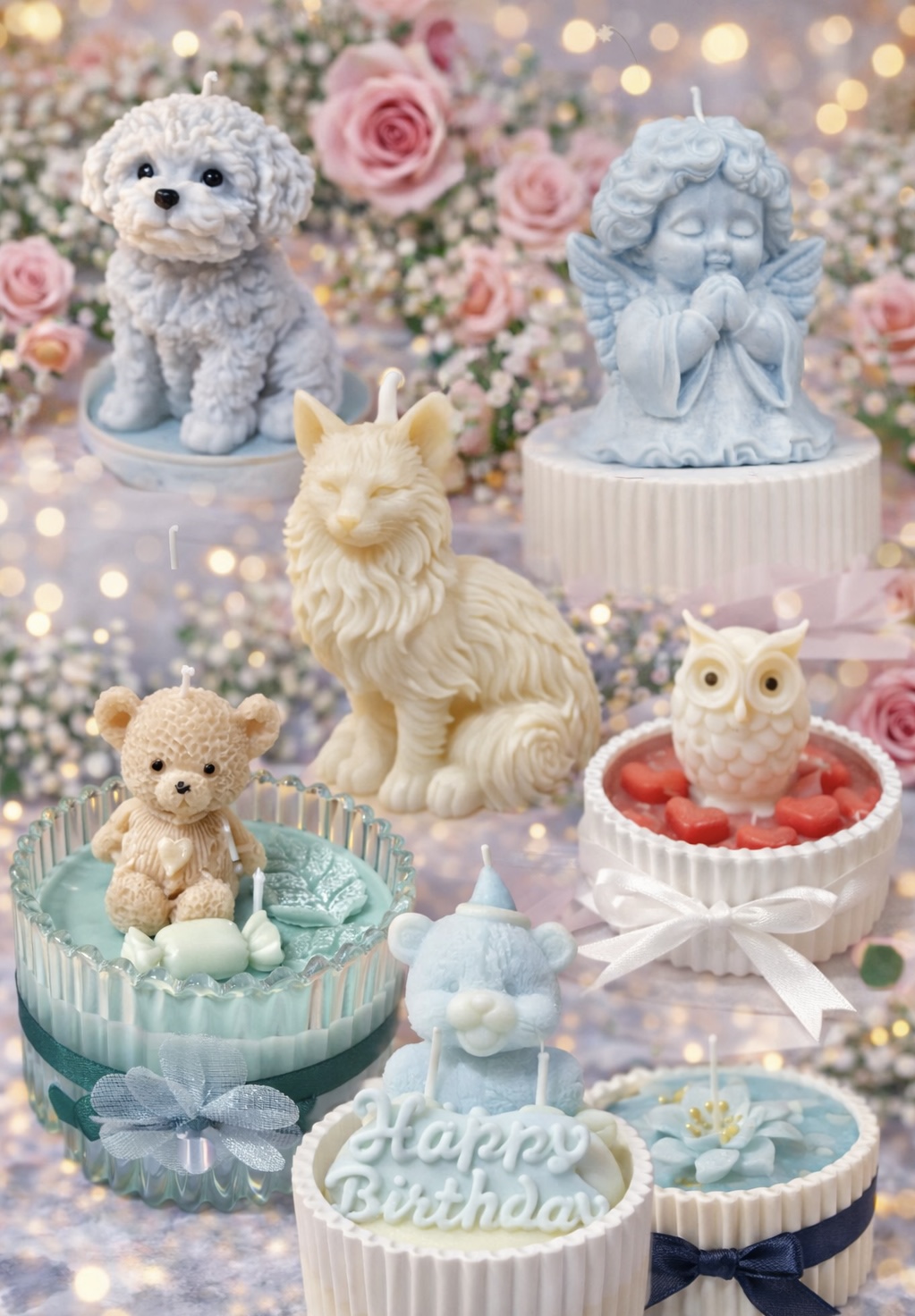 Ръчно изработени ароматни свещи - зайче, ангелче, бухалче, куче, жабка