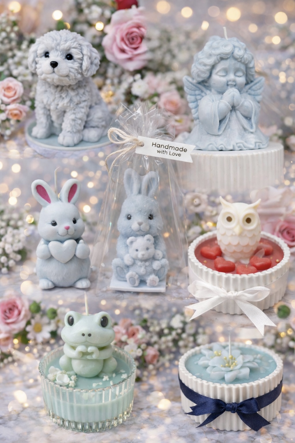 Ръчно изработени ароматни свещи - зайче, ангелче, бухалче, куче, жабка